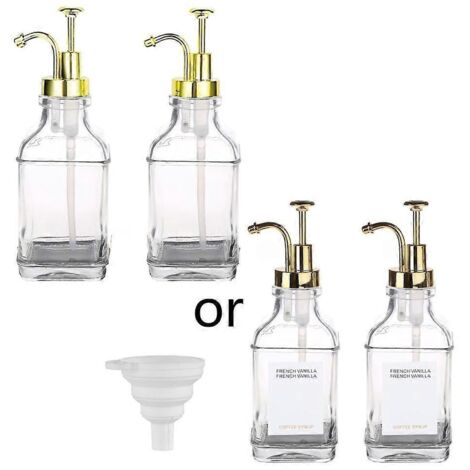 Distributeur d'huile d'olive réutilisable en verre avec pompe, flacon de 500 ml, distributeur de sirop de café (1/5)