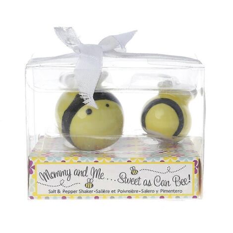 Ensemble de salières et poivrières en céramique en forme d'abeille, à offrir en cadeau de mariage (1/5)