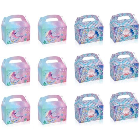 Lot de 12 boîtes à bonbons, sachets cadeaux et friandises en papier pour fêtes d'enfants sur le thème de la mer (anniversaire, baby shower). (1/5)