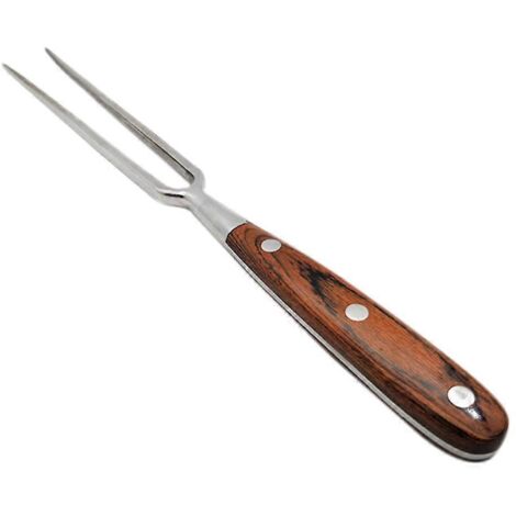 Fourchette à barbecue portable en acier inoxydable avec manche en bois (1/5)