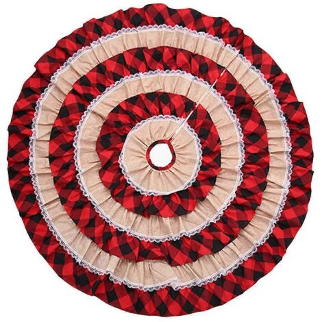 Jupe de sapin de Noël à volants, 117 cm, 3 couches, style rustique, idéale pour les fêtes de fin d'année. (1/5)