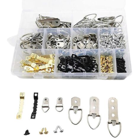 Kit d'assortiment de 415 crochets pour tableaux avec vis et anneaux en D (1/5)