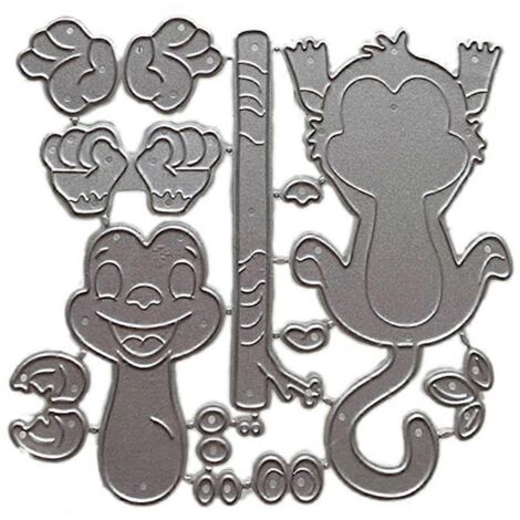 Moule en acier au carbone à imprimer soi-même un adorable singe pour scrapbooking et création de cartes (1/5)