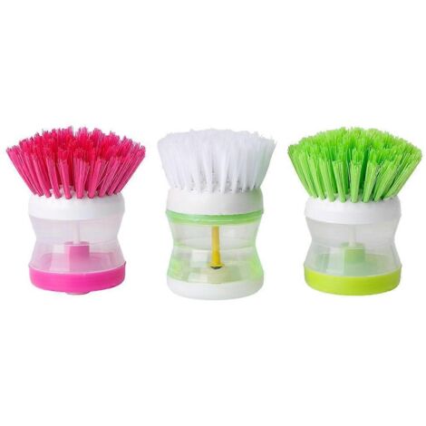 Brosse de cuisine en plastique avec distributeur de liquide vaisselle et casseroles (1/5)