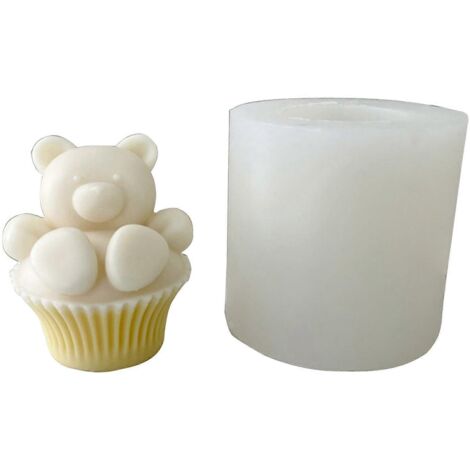 Moule à muffins en silicone 3D en forme d'ours pour bougie - Fournitures de fête faites main pour la maison (1/5)