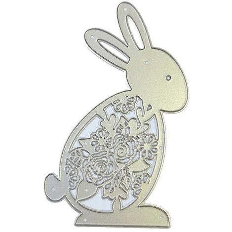 Gabarit de découpe lapin fleuri, moule en acier au carbone, matrices de découpe, pochoirs, découpes (1/5)
