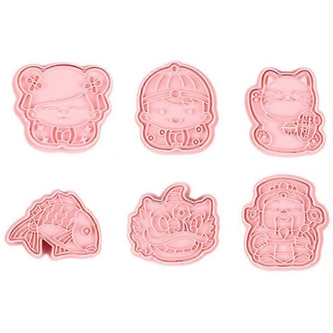 6 moules à pâtisserie en plastique pour le Nouvel An, emporte-pièces pour biscuits et gâteaux, outil de décoration 3D pour fondant et gâteaux (1/5)