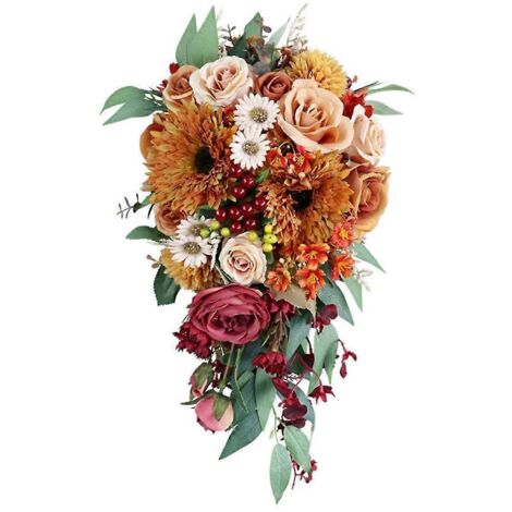 Bouquet de demoiselle d'honneur romantique, bouquet de mariée tenant un bouquet en forme de goutte d'eau (1/5)