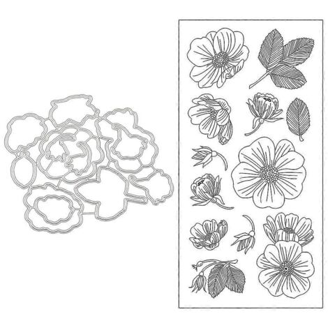 Ensemble de découpes transparentes pour tampons Fleurs et Feuilles, pochoir à gaufrage décoratif (1/5)