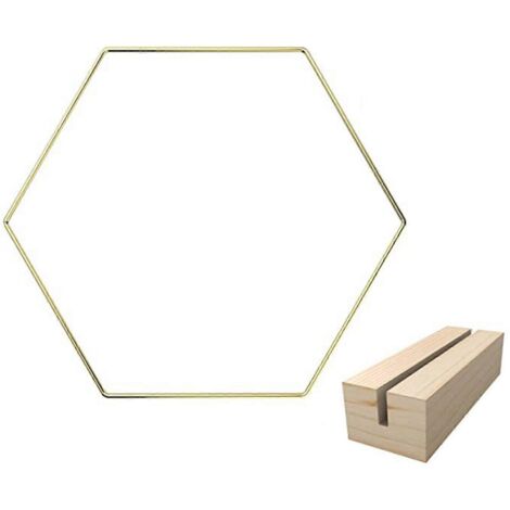 Lot de 10 cercles métalliques à motifs floraux avec base en bois pour la création de décorations murales en macramé. (1/5)