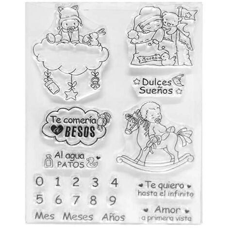 Tampon transparent en silicone « Bonne nuit » pour créer des cartes d'invitation d'anniversaire ou de Noël personnalisées. (1/5)