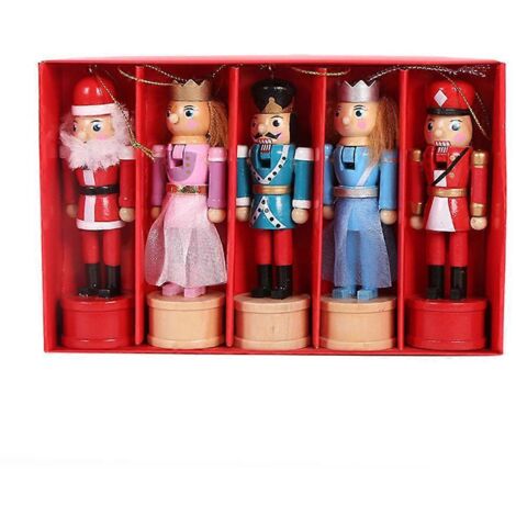 Ensemble de 5 casse-noisettes décoratifs en bois de 12,5 cm, représentant des soldats de noix, pour poupée ou sapin de Noël. (1/5)