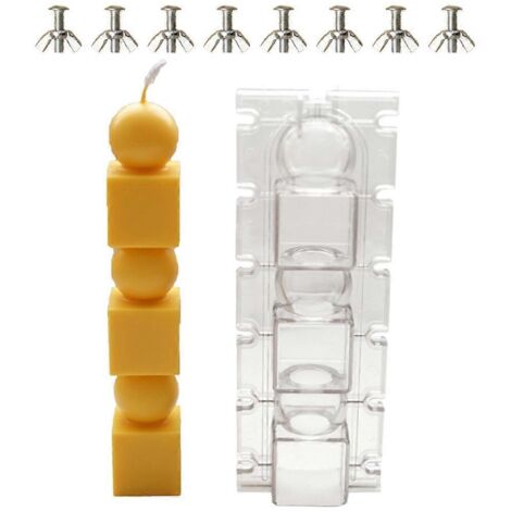 Moule à bougie en plastique, cylindre géométrique, pour la fabrication de bougies artisanales en cire d'abeille. Fournitures incluses. (1/5)
