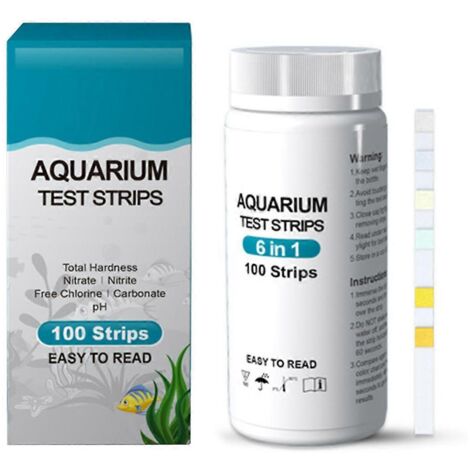 Bandelettes de test pour aquarium 6 en 1, 100 unités, pour aquariums d'eau douce et d'eau de mer (1/5)