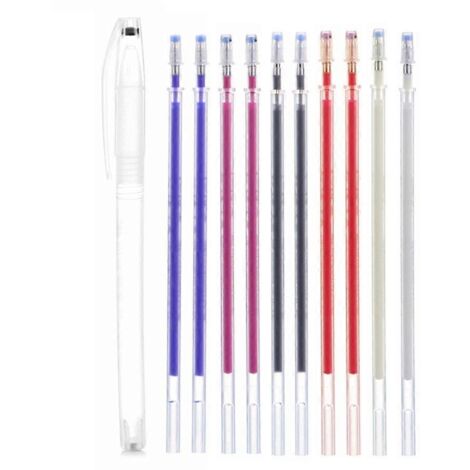 Kit de stylo marqueur textile effaçable à chaud avec 10 recharges pour la couture et la confection de vêtements (1/5)