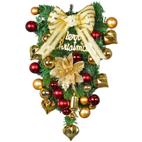 Décoration de Noël, couronne de Noël pour porte d'entrée, porche, fenêtre, mur, style ferme (1/5)