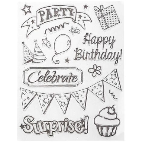 Feuille de tampons en silicone transparents à faire soi-même pour une fête d'anniversaire ou un album de scrapbooking (1/5)