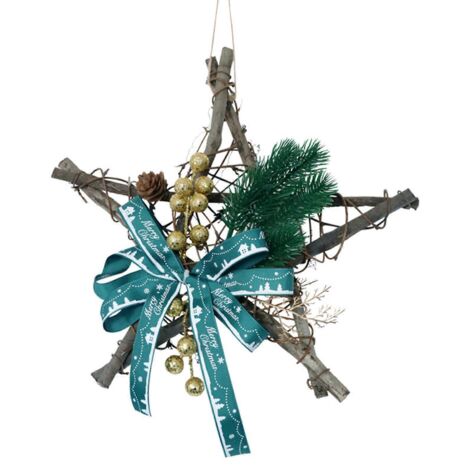 Couronne de Noël artificielle avec pommes de pin et baies, décoration murale pour porte d'entrée. (1/5)