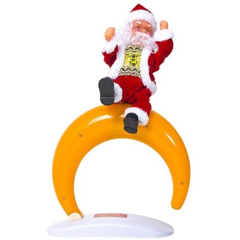 Figurine électrique de Père Noël avec musique et danse, idéale pour décorer la maison, les fêtes et les festivals, ou comme cadeau d'anniversaire. Ornement en forme de demi-lune. (1/5)