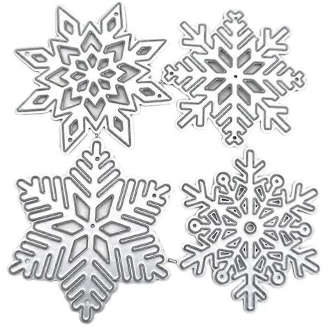 Ensemble de 4 pochoirs de découpe flocons de neige, lames de perforation, matrices de gaufrage (1/5)