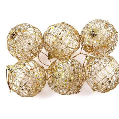 Lot de 6 décorations de Noël en fil de fer, paillettes et sequins, avec pendentif en forme d'écailles. (1/5)