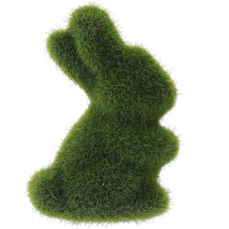 Statue de lapin de Pâques en mousse, gazon artificiel, figurines d'animaux faites à la main, décoration pour la maison, la table et le jardin (1/5)
