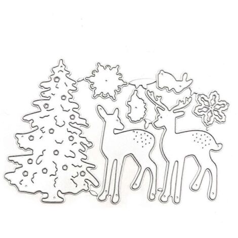 Matrices de découpe en métal pour sapin de Noël et élan, pochoir, scrapbooking, carte en papier, moule, gaufrage, décoration artisanale (1/5)