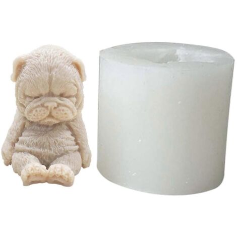 Moule en silicone 3D représentant un Shar Pei, idéal pour bougies, savons, plâtre, aromathérapie et résine époxy, pour la décoration de gâteaux, chocolats et desserts faits main. (1/5)