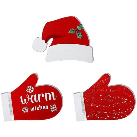 Ensemble de décorations de Noël à étages avec chapeau de Père Noël mignon, cadeau idéal pour décorer une chambre. (1/5)
