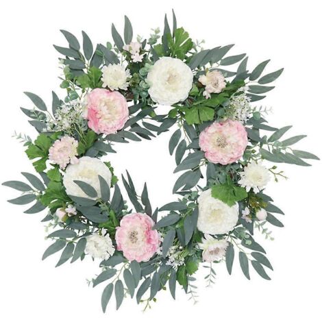 Guirlande de fleurs artificielles, couronne de porte d'entrée, décoration suspendue, articles de fête (1/5)