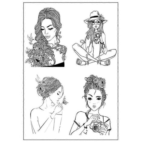 Tampon en silicone transparent réutilisable à l'effigie de jolies filles de dessin animé (1/5)