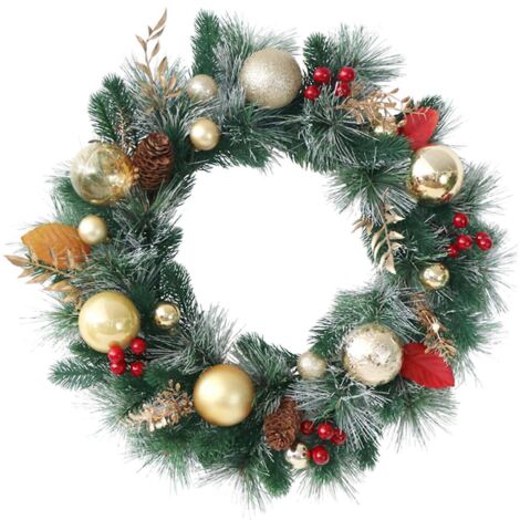 Couronne de Noël floquée, décoration mixte festive pour mur, fenêtre ou salon (1/5)