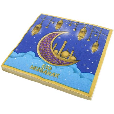 Lot de 20 serviettes de table décoratives pour l'Aïd Moubarak, Ramadan Kareem, en papier pour mouchoirs, fournitures islamiques musulmanes pour l'Aïd al-Fitr, décoration pour la maison et les fêtes. (1/5)