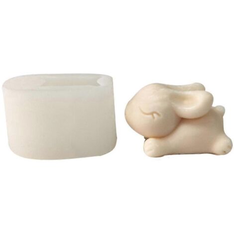 Moule à bougie en silicone 3D Lapin de Pâques accroupi pour la décoration de gâteaux au chocolat à faire soi-même (1/5)