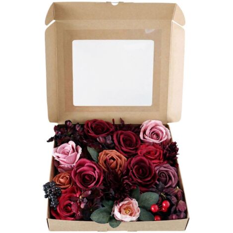Coffret de fleurs artificielles pour réaliser soi-même des bouquets de mariage, des centres de table, des compositions florales, des décorations pour fêtes, baby showers et maisons. (1/5)