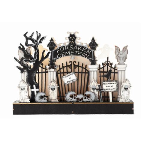 Décoration fantôme en bois pour cimetière d'Halloween, idéale pour une maquette en bois créative. (1/5)