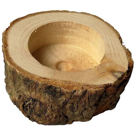 Bougeoir en forme de souche de bois, pot de fleurs, décoration de table pour mariage, fête ou repas. (1/5)