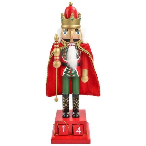 Calendrier de Noël en bois avec un casse-noisette et un soldat de plomb, 38 cm (15 pouces), pour table d'intérieur. (1/5)