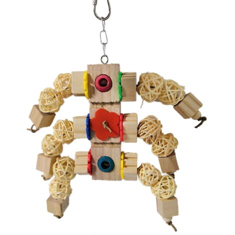 Adorables jouets en bois pour perroquets et perruches, à mâcher et à faire grimper, à suspendre dans une cage. Décoration à suspendre. (1/5)