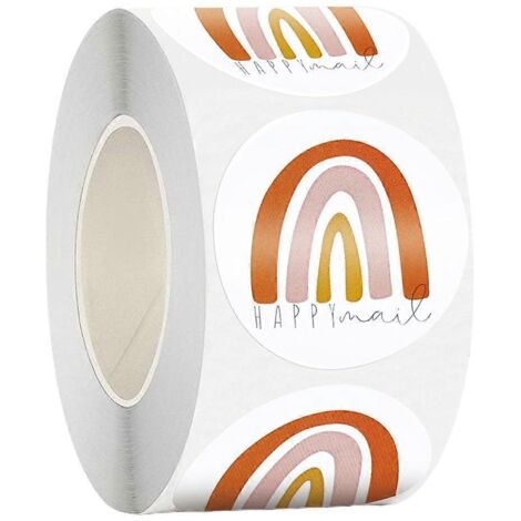 500 autocollants ronds arc-en-ciel « Happy Mail » de 3,8 cm (1,5 pouce) pour sacs et cartes (1/5)
