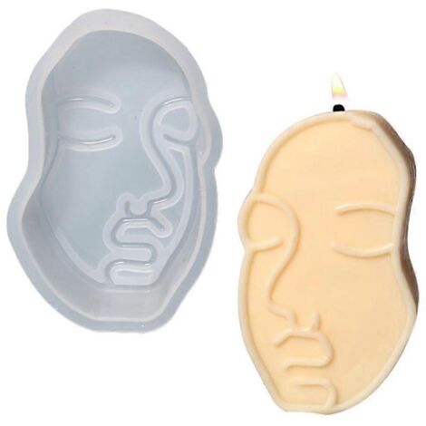 Moule à bougie en résine pour fête, fait main, en fondant, avec visage humain en 3D. (1/5)