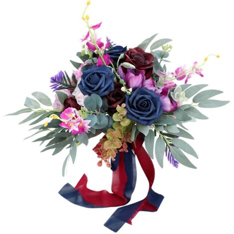 Fleurs artificielles avec branches, bouquet de mariée, fleurs de mariage pour la décoration intérieure (1/5)