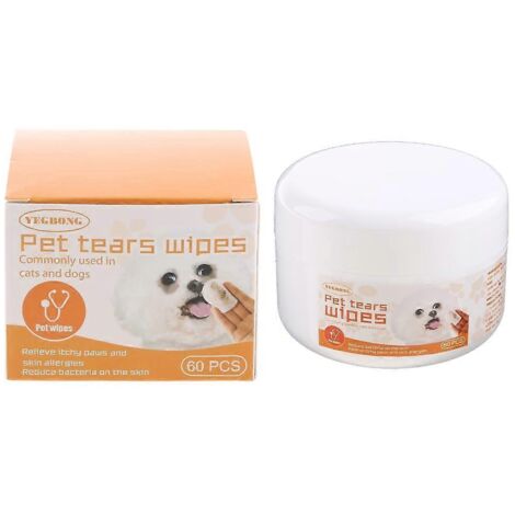 Lingettes nettoyantes pour les yeux des animaux de compagnie, lingettes humides aux extraits d'aloès et de chémomil, 60 unités (1/5)