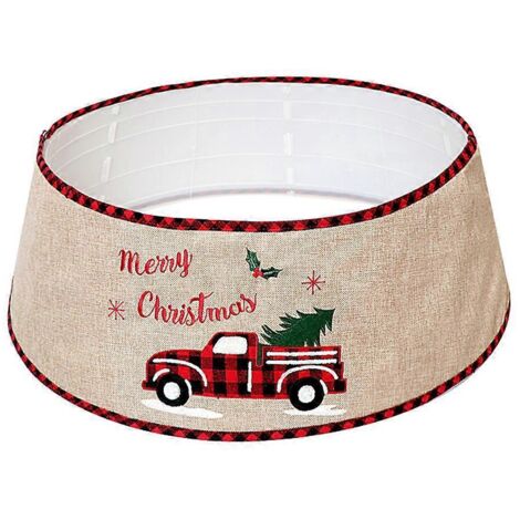Collier de sapin de Noël à carreaux de 79 cm (31 pouces) pour voiture, jupe de sapin, anneau de protection pour la base, décorations pour la maison, les fêtes d'hiver et le Nouvel An (1/5)