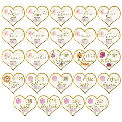 24 feuilles/ensemble d'autocollants mensuels « Amour de bébé » pour la grossesse : autocollants pour immortaliser les étapes importantes de la grossesse, album photo, souvenirs de croissance du nouvea (1/5)