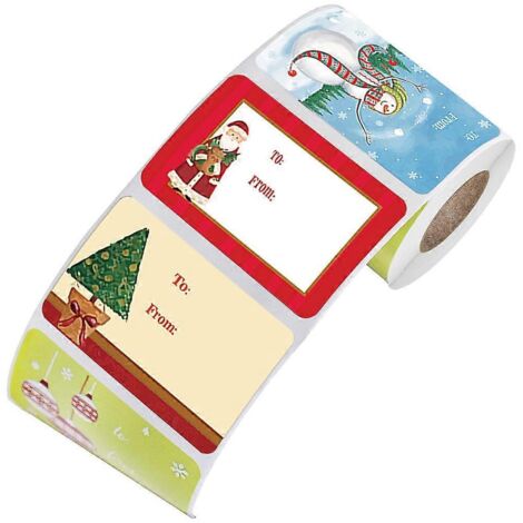 Autocollants Joyeux Noël (250 pièces/rouleau) - Étiquettes autocollantes pour emballages cadeaux de Noël (1/5)