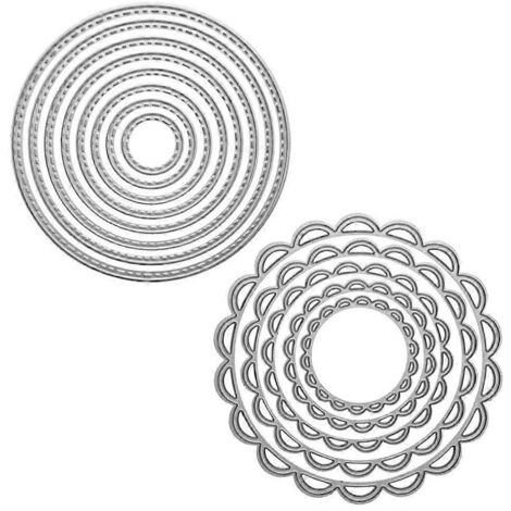 Matrices de découpe rondes en métal avec cercles en dentelle, pochoirs pour scrapbooking, album DIY, tampons, cartes en papier, gaufrage et décoration. (1/5)