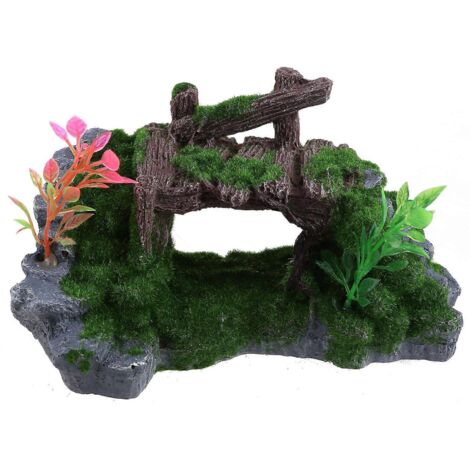 Décoration en résine pour aquarium : pont en résine, cachette réaliste en forme de grotte rocheuse pour betta. (1/5)