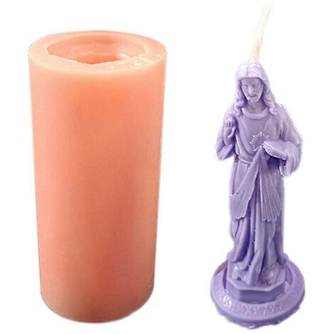 Moule en silicone pour statue de Jésus 3D, idéal pour la fabrication de bougies, d'huiles essentielles et de savons artisanaux. (1/5)