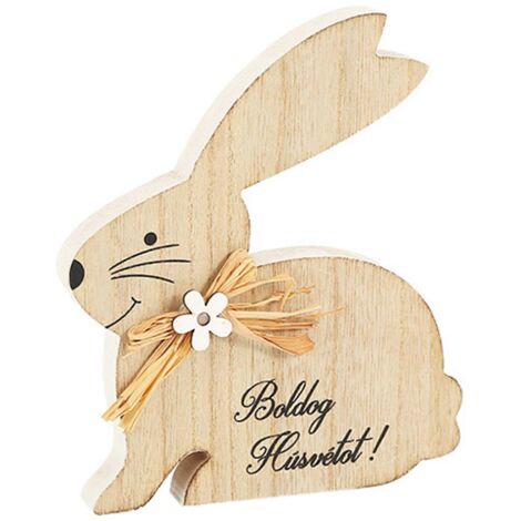 Décorations de Pâques Lapin Figurine de lapin en bois mignon, à poser, à décorer soi-même ou à agrémenter sur une table (1/5)